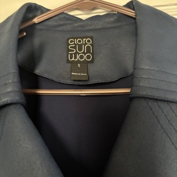 Clara Sun Woo Drapey Moto Jacket - Blue - Picture 2 of 3